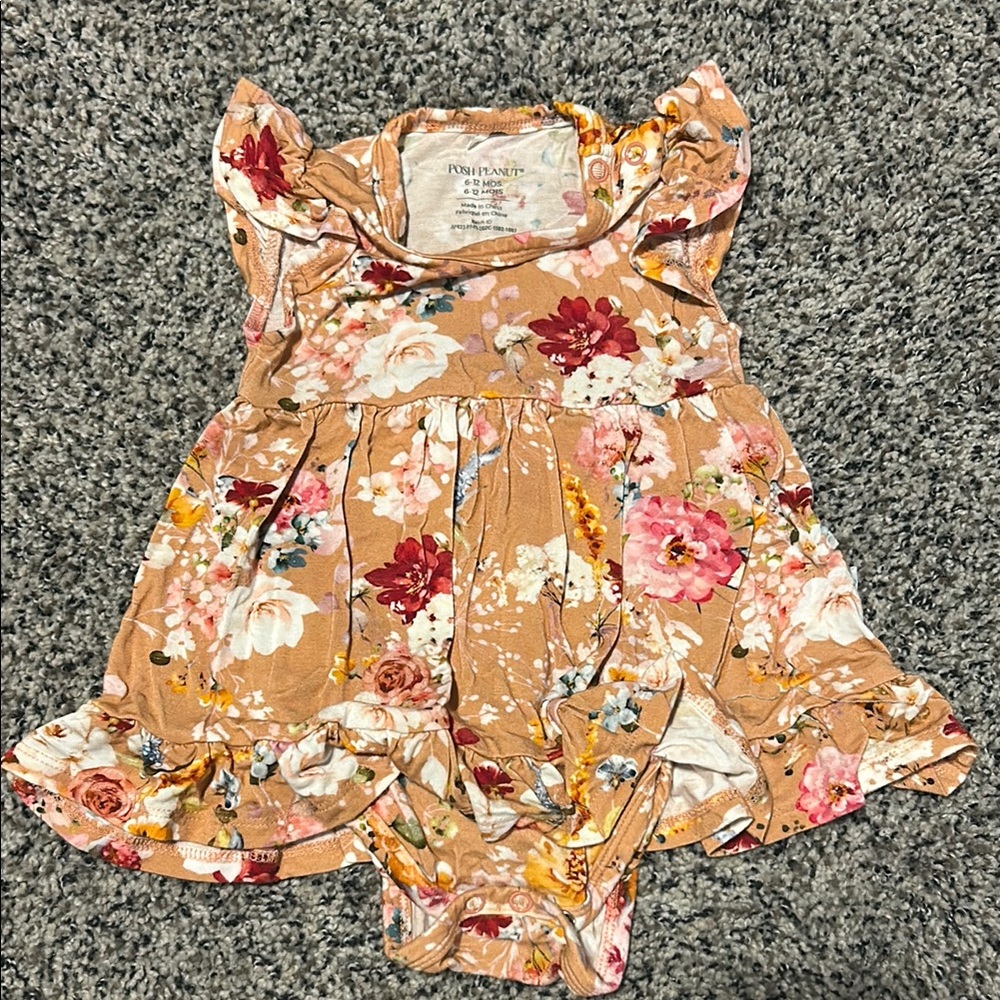 Posh Peanut Floral Baby Outfit in Orange and White